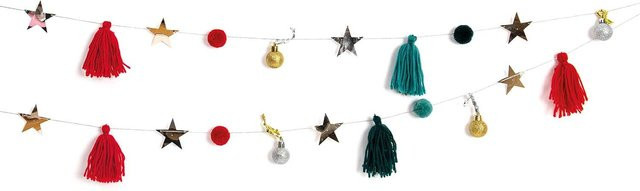 Rico Design Weihnachts-Quasten-Girlande mit Pompoms in Rot und Grün, Länge: 2,2 m - Bild 1