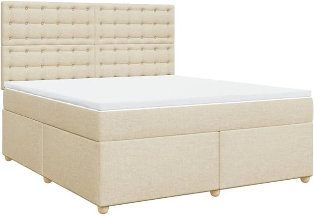 vidaXL Boxspringbett Hybrid mit Matratze und USB-Ladeport in Creme, B/T: 180 x 200 cm - Bild 1