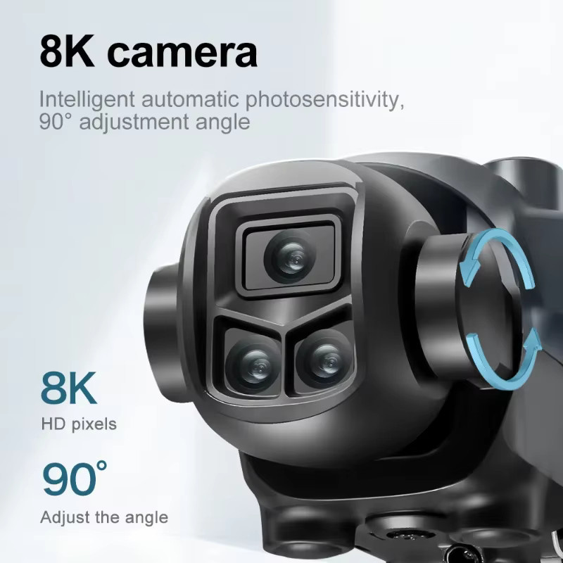 Lenovo V98 Drohne mit 8K HD Doppelkamera, GPS-Positionierung, Hindernisvermeidung und bürstenlosem Motor in Grau und Schwarz - Bild 4