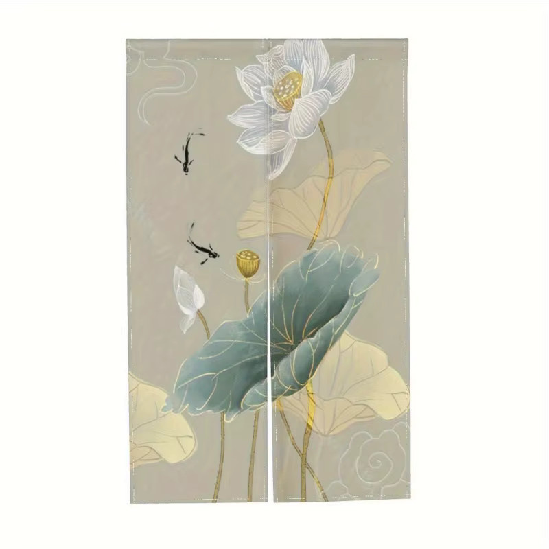 VIKAMA Chinesischer Zen-Lotus-Türvorhang mit floralem Design in Multicolour, Sichtschutz für Schlafzimmer und Flure, B: 70 cm, H: 150 cm - Bild 2