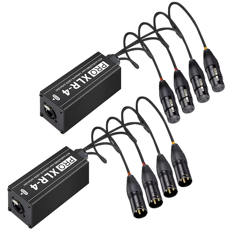 TITAK RJ45 auf 4-Kanal XLR/DMX Audio STP Ethernet Extender Transceiver in Schwarz für Live-Bühnen und Audioaufnahmestudios - Bild 4