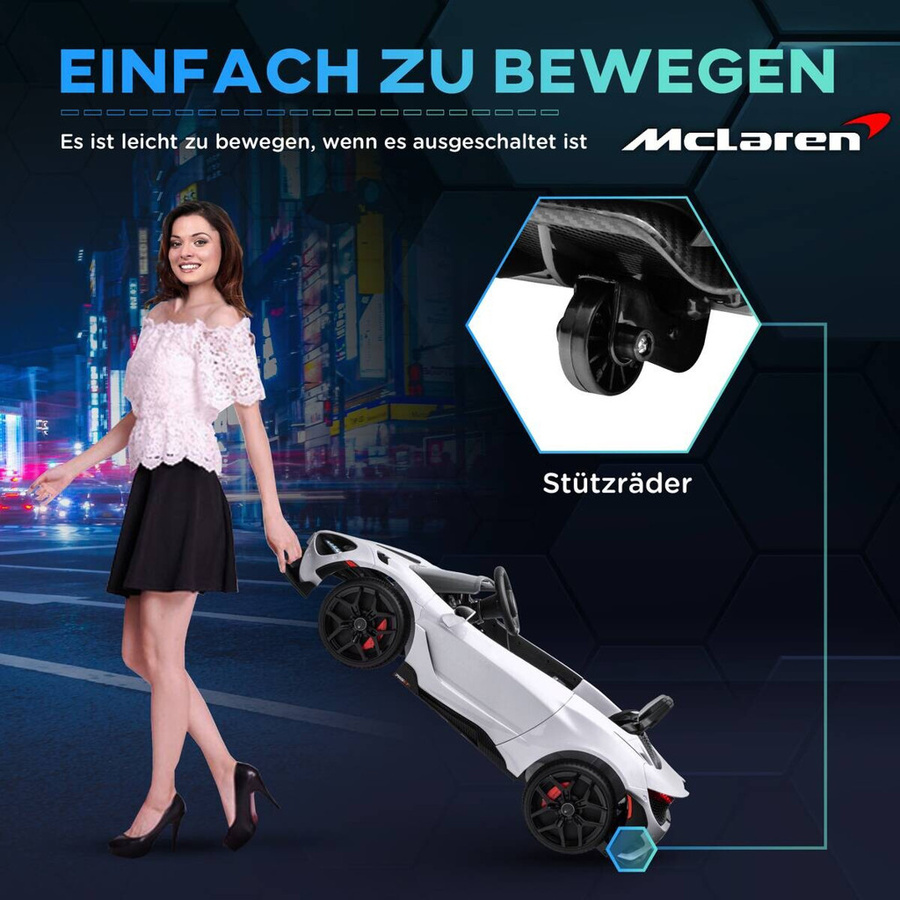 AIYAPLAY McLaren 765LT Kinder Elektroauto mit Licht und Sound Weiß - Bild 3