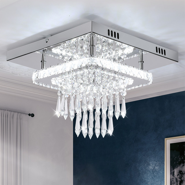 Oyajia LED-Kristall-Deckenleuchte in Chrom, Durchmesser: 30 cm, Kaltweißes Licht 6000 K - Bild 1