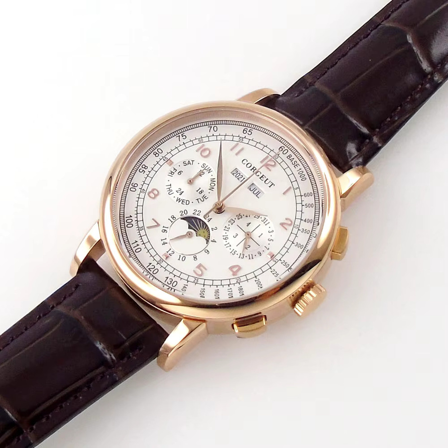 Corgeut Armbanduhr, Automatik, Edelstahl, Gold, Leder, 42 mm, Herren - Bild 4