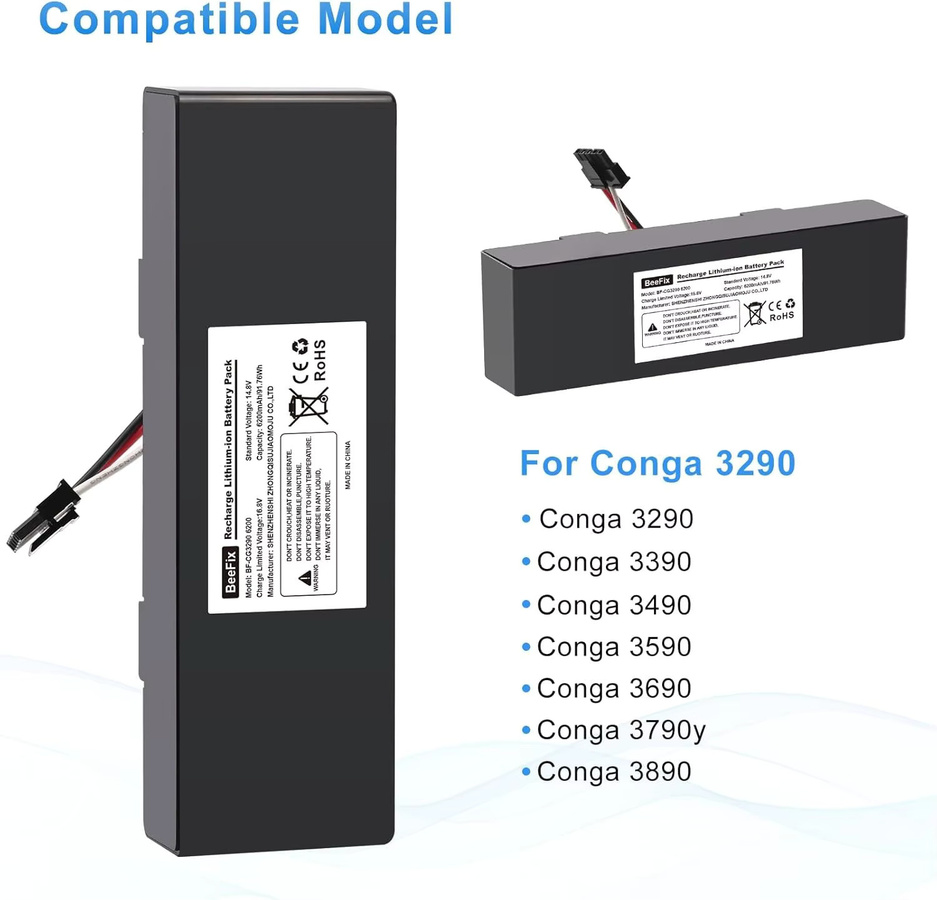 Aleaivy Ersatzakku 3500 mAh 14,4 V Schwarz für Mi Robot Vacuum-Mop 2S STYTJ02YM und Xiaomi Mijia LDS Staubsauger - Bild 4