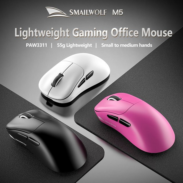 SMAILWOLF M5 Bluetooth-Funkmaus für Gaming und E-Sport in Schwarz mit PAW3311 Sensor und magnetischer Aufladung - Bild 1
