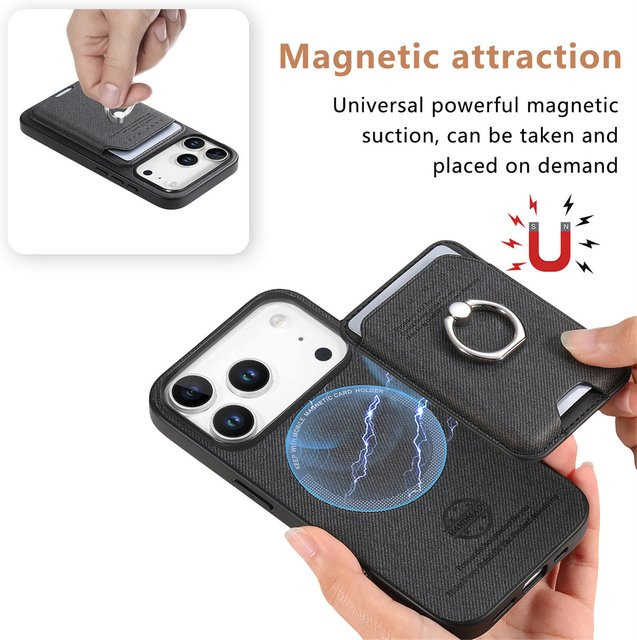 szHAIyu 2in1 Magnetische iPhone Hülle mit abnehmbarer Lederbrieftasche für iPhone 17 Pro Max, 16, 15 Plus, 14, 13, 12, 11 Pro in Schwarz und Rot - Bild 1