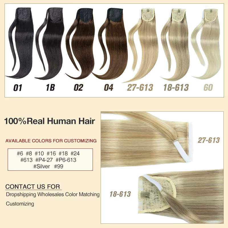 MRS HAIR Echthaar-Clip-in-Pferdeschwanz, 60Blond, 12-22 Zoll, Unisex - Bild 4