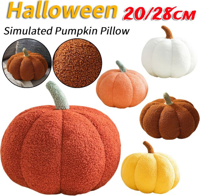 Shunmaii Halloween Kürbiskissen in Braun, 3D Kürbisförmiges Wurfkissen für Thanksgiving und Dekoration, B/T/H: 28 x 28 x 20 cm - Bild 1