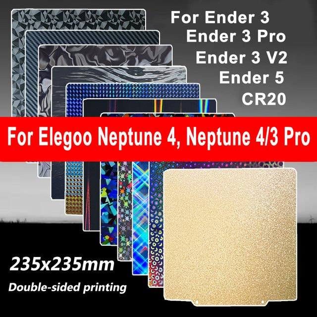 Elegoo Doppelseitige PEI Federstahlplatte für Elegoo Neptune 3 Pro und Neptune 4 sowie Ender 3 V2 und Ender 5 3D-Drucker Zubehör - Bild 1