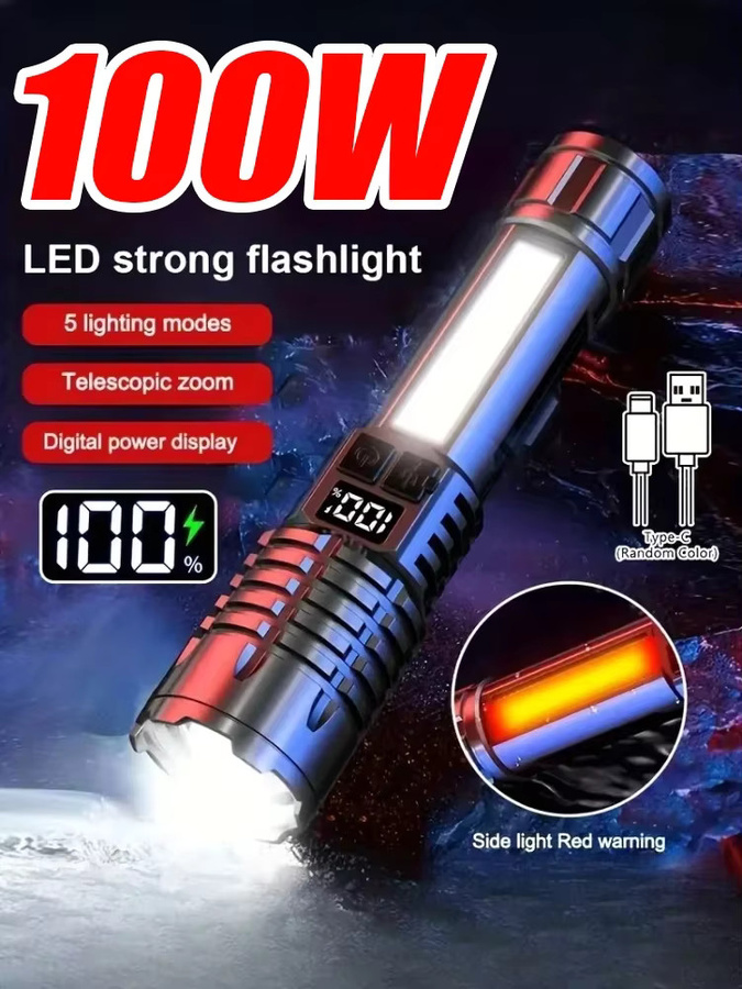 Heinast Hochleistungs-LED-COB-Taschenlampe in Schwarz mit Seitenlicht und wiederaufladbarem Akku via Type-C - Bild 7