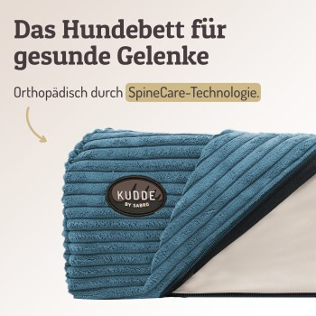 SABRO Hundebett KUDDE aus Cord in Azurblau mit orthopädischem Schaumstoff und abnehmbarem Bezug - Bild 3