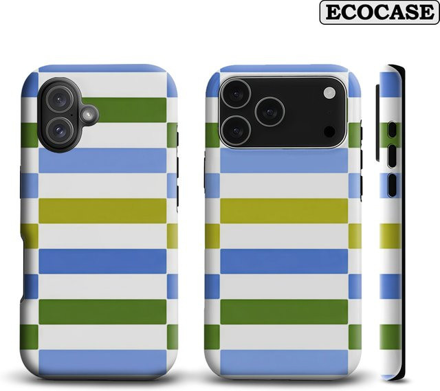 Handyhülle mit buntem Streifenmuster für Apple iPhone 11 bis iPhone 17 Pro Max Plus, doppelschichtige Rückseite, mehrfarbig - Bild 1