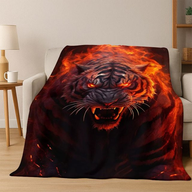 Faviora Flanelldecke Tiger Beast Wildlife Cartoon-Design, weiche und warme Überwurfdecke in Multicolour - Bild 1