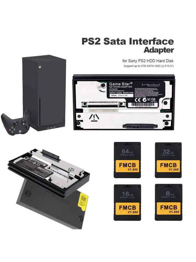APWIKOGER SATA-IDE-Netzwerkadapter für PlayStation 2 PS2 Fat Konsole Socket SCPH-10350 in Schwarz - Bild 2