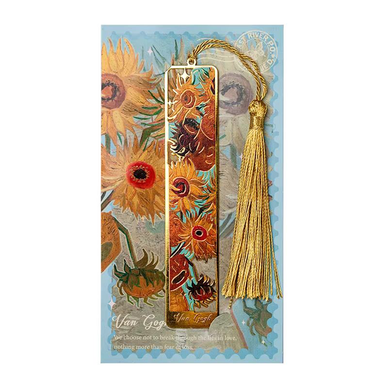 Chaoyu Künstlerisches Metall-Lesezeichen mit Van Gogh Sonnenblume und Rose in Mehrfarbig - Bild 4