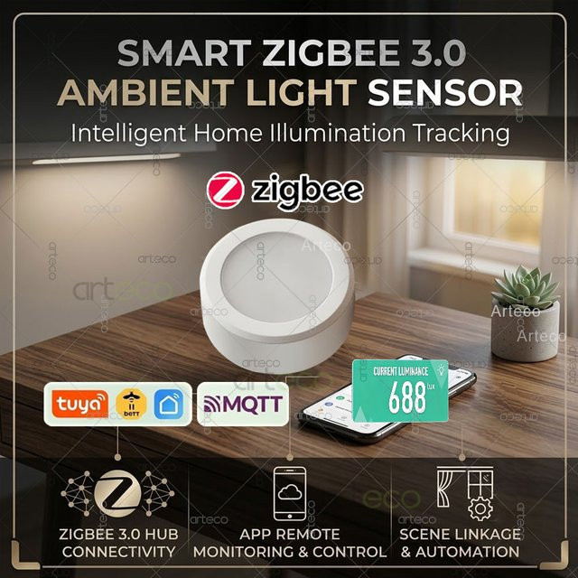 Forubest Zigbee Lichtsensor zur Helligkeits- und Lichtintensitätserkennung in Weiß für Tuya Home Assistant und 2MQTT - Bild 1