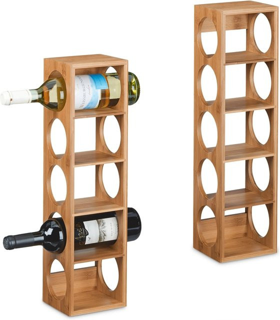 Relaxdays Weinregal aus Bambus in Natur, 2er Set, B/T/H: 53 x 14 x 12 cm - Bild 1
