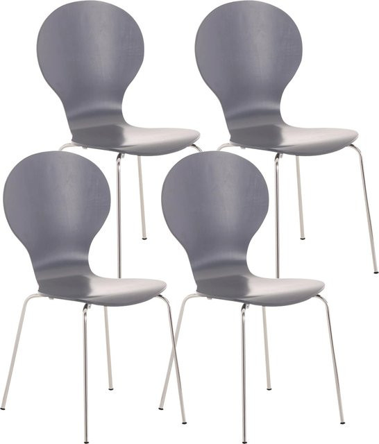 4er Set CLP Stapelstühle DIEGO Konferenzstühle mit Holzsitz und Metallgestell - Bild 1