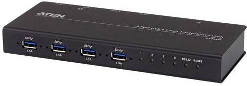 ATEN US334I Industrie USB 3.2 Gen 1 Hub Switch 4 x 4 Schwarz - Bild 2