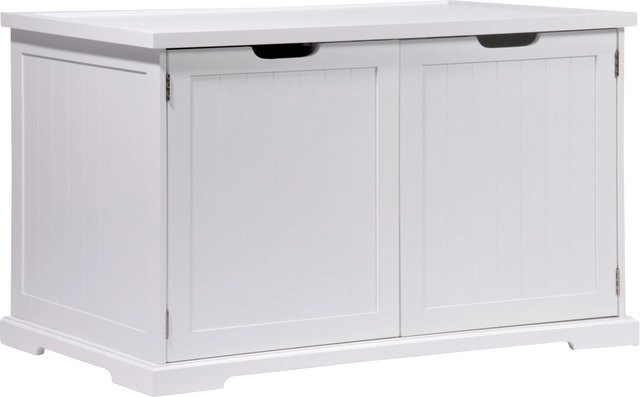 Dobar XL Design Katzenschrank Katzenhöhle aus Holz in Weiß, B/T/H: 95 x 54 x 57,5 cm - Bild 1