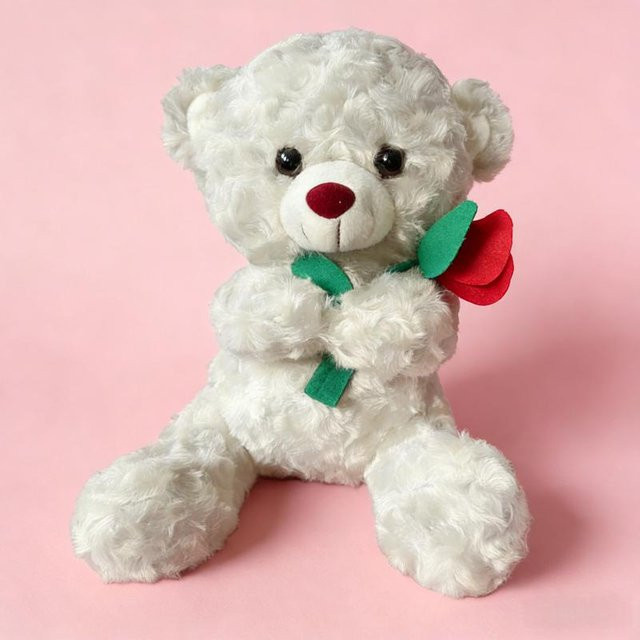 Kawaii Teddybär mit Rosen, Plüschtier, Weiche Kuschelpuppe, ab 14 Jahren - Bild 1
