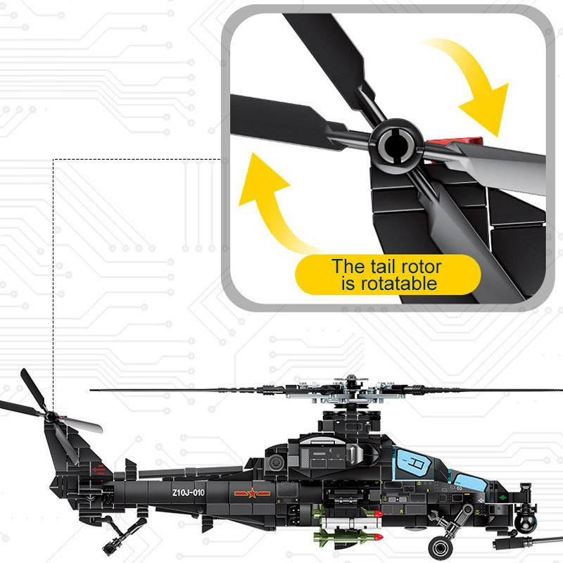 SEMBO Militärhubschrauber Z-10 Bausteine SWAT Kampfhubschrauber 732 Teile - Bild 5