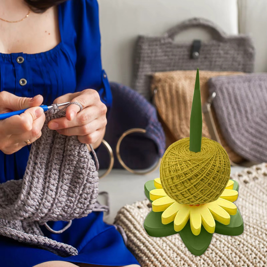 Drehbarer 3D-gedruckter Garnballhalter für Häkelgarn und Strickzubehör in Gelb - Bild 3