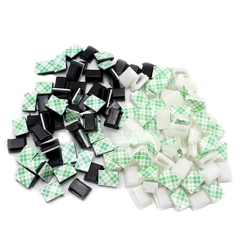 100 Stück Kabelorganisator-Clips in Schwarz aus Kunststoff als Kabelhalter für Schreibtisch und Arbeitsplatz zur Kabelmanagement-Organisation von Ladekabeln und Datenkabeln - Bild 2
