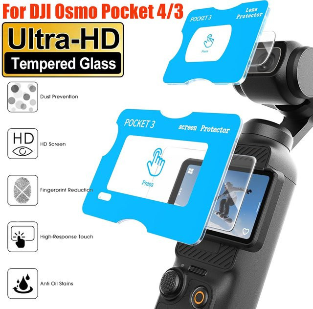 DJI OSMO Pocket 3 Displayschutzfolie und Kameraobjektiv-Schutzfolie aus gehärtetem Glas, transparent - Bild 1