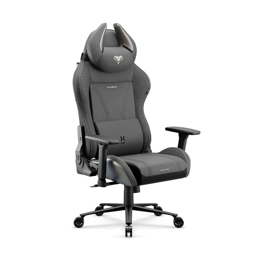 DIABLO CHAIRS Gaming-Stuhl X-Horn Rainbow Grey aus Stoff mit Kopfstütze und Armlehnen - Bild 2