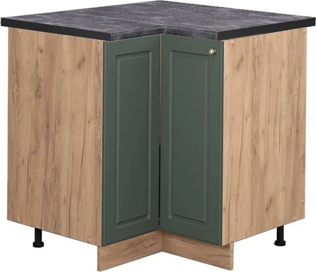 Vicco Eckunterschrank Fame-Line Landhausstil in Grün-Gold und Anthrazit mit Soft-Close-Türen, B/T/H: 80,5 x 60,0 x 82,0 cm - Bild 1