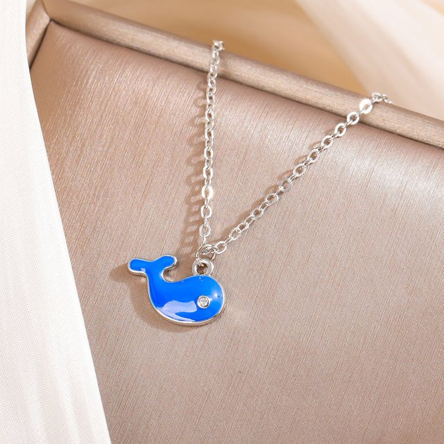 GaGa-Duck Halskette, 925 Silber, blau, Wal - Bild 1