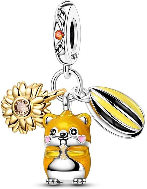 Charms 925 Silber, Eichhörnchen, Ahornblatt, Perle, Damen - Bild 1