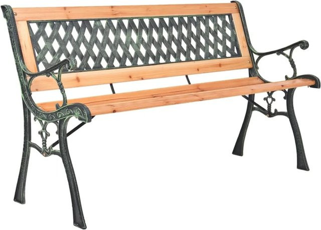 vidaXL Gartenbank aus Gusseisen und massivem Tannenholz, B/T/H: 116 x 52,5 x 73 cm - Bild 1