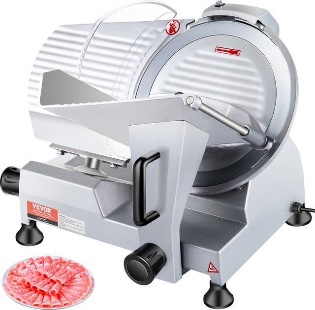 VEVOR Elektrische Fleischmaschine mit 10 Zoll Kohlenstoffstahlmesser, Deli-Schneidemaschine in Silber - Bild 1