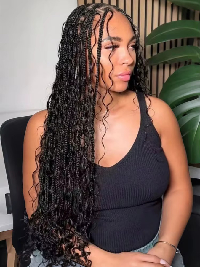 YAKIBEAUTY Kinky Curly Synthetische Boho-Zöpfe Bulk-Haar, 2 Stück, 30 Zoll - Bild 6