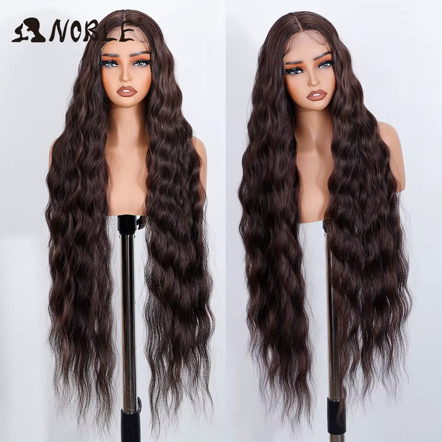Lace-Front-Perücke, synthetisch, gewellt, Ombre-Blond, Schokoladenbraun, 91,4 cm, Damen - Bild 1