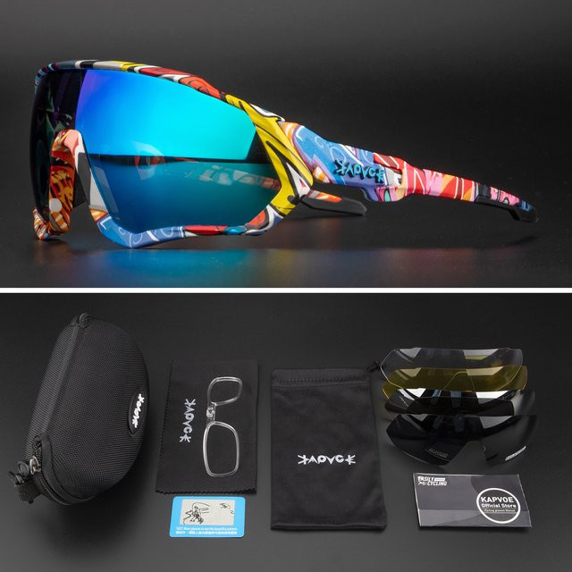 Kapvoe Photochrome Sportsonnenbrille, Herren, Vollrand, Multicolor, Plastic - Bild 1