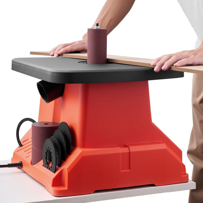 Oszillierender Tisch-Spindelschleifer von Buying Solutions, MB in Orange mit 2000 U/min, 16 mm Hub und Arbeitstisch Breite: 39,0 cm, Tiefe: 42,5 cm, Höhe: 42,0 cm sowie 6 Schleifhülsen - Bild 5