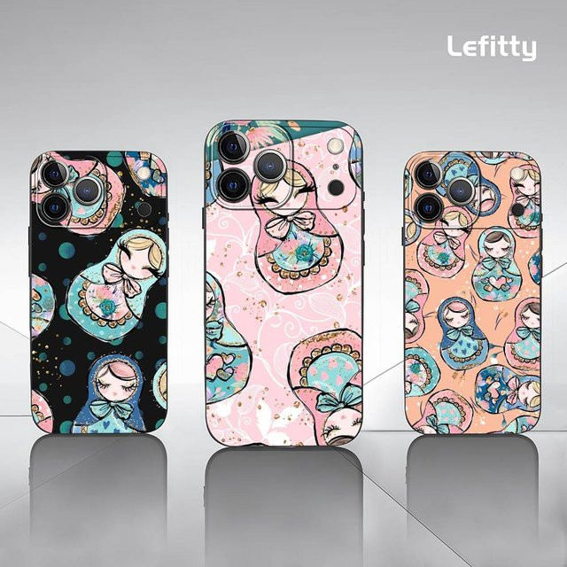 Handyhülle mit Russischen Matroska Puppen für Apple iPhone 11 bis 17 Pro Max Plus Mini, Schwarz Frosted Soft Shell - Bild 1