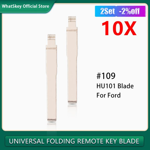 WhatsKey 10er Set Ersatz Flip Key Remote Auto Schlüssel ungeschnitten HU101 Klinge für Ford Focus Mondeo Fusion Fiesta Galaxy, Farbe: Silber - Bild 1