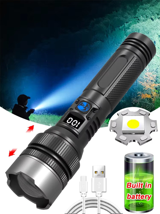 Heinast High Power LED Taschenlampe mit USB-Ladefunktion und Zoom in Schwarz - Bild 6