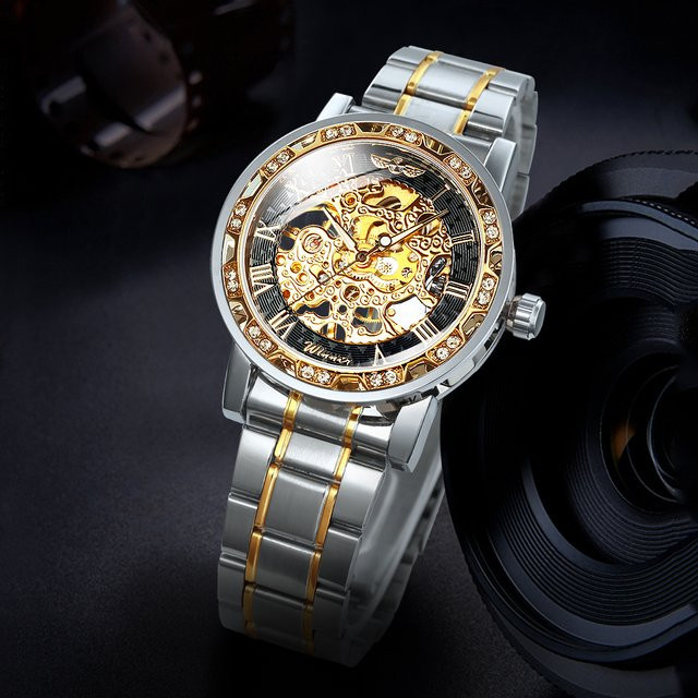 WINNER Armbanduhr, Mechanisch, Gold, Edelstahlarmband, Herren - Bild 1