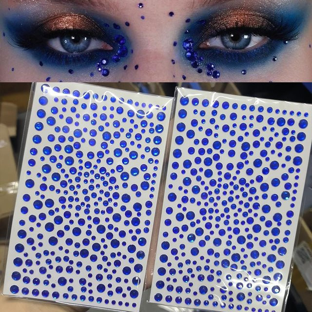 HotPress Gesichts-Tattoo-Aufkleber, blau, glänzend, Unisex, 2 Stück - Bild 1