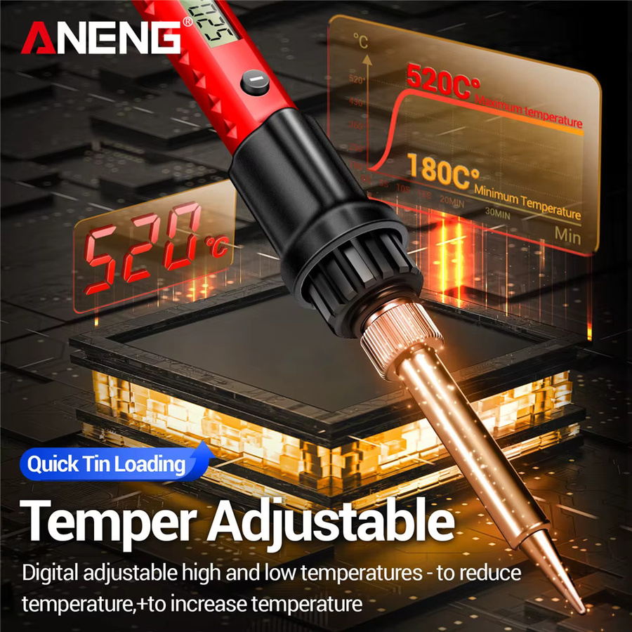 ANENG Elektrischer Lötkolben SL105 mit LCD-Digitalanzeige, 60 W, einstellbare Temperatur, Rot - Bild 3