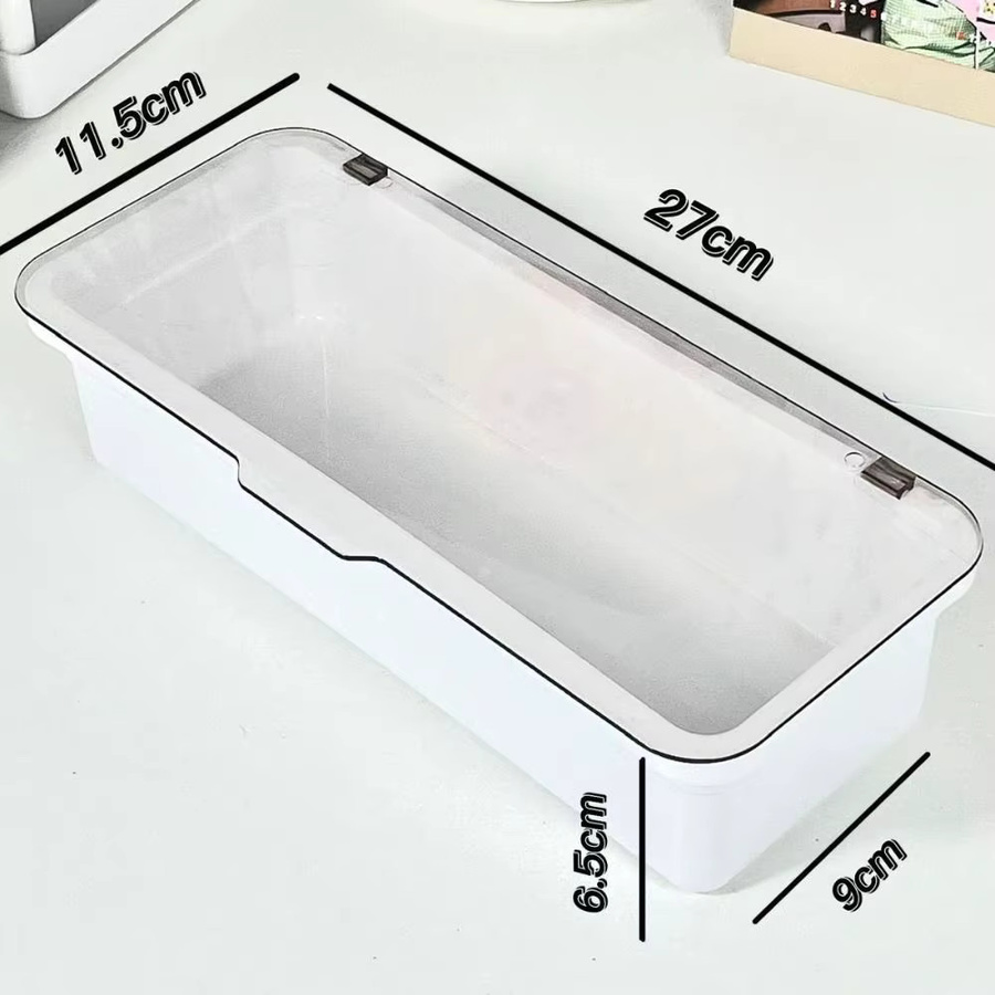 INS Fotokarten Aufbewahrungsbox aus Kunststoff mit Flip-Cover und Desktop-Trennwand in Weiß - Bild 4