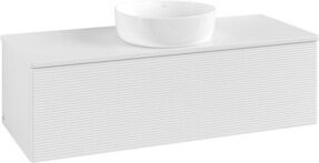 V&B Waschtischunterschrank Antao mit Frontstruktur und Beleuchtung, Farbe: Weiß lackiert, B/T/H: 120 x 50 x 50 cm - Bild 1
