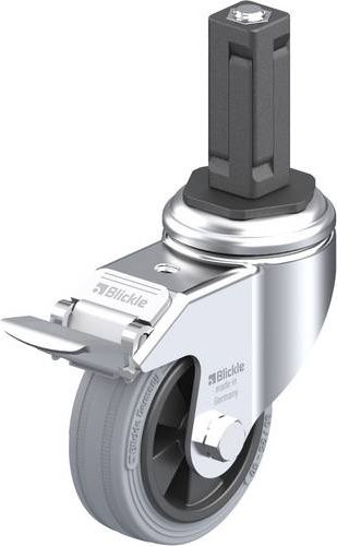 Blickle Lenkrolle LKRA-VPA 80G-11-FI-EV13 mit Feststeller, Rad-Durchmesser: 80 mm, Tragfähigkeit: 80 kg, grau/schwarz - Bild 1