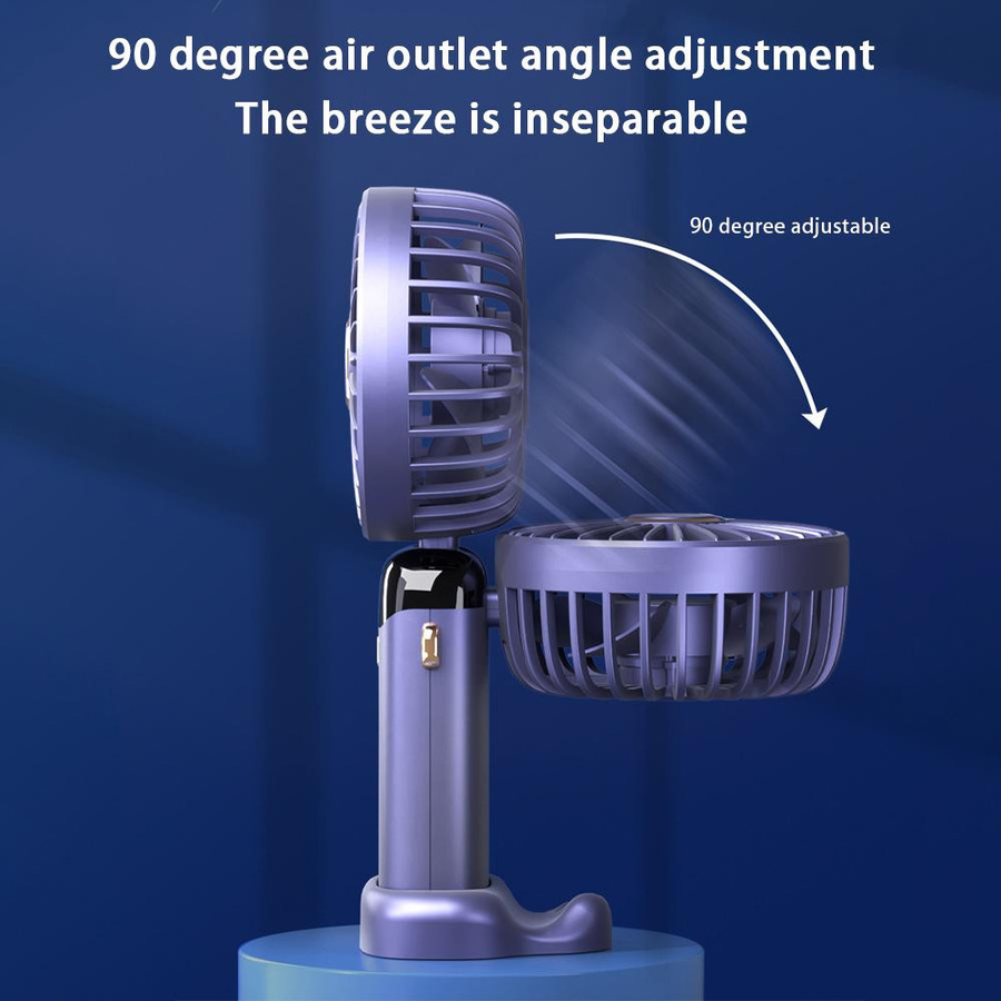 JQIQLY Mini-Handhalsventilator mit LED-Digitalanzeige und 5 einstellbaren Stufen, USB-wiederaufladbar, Grün - Bild 6